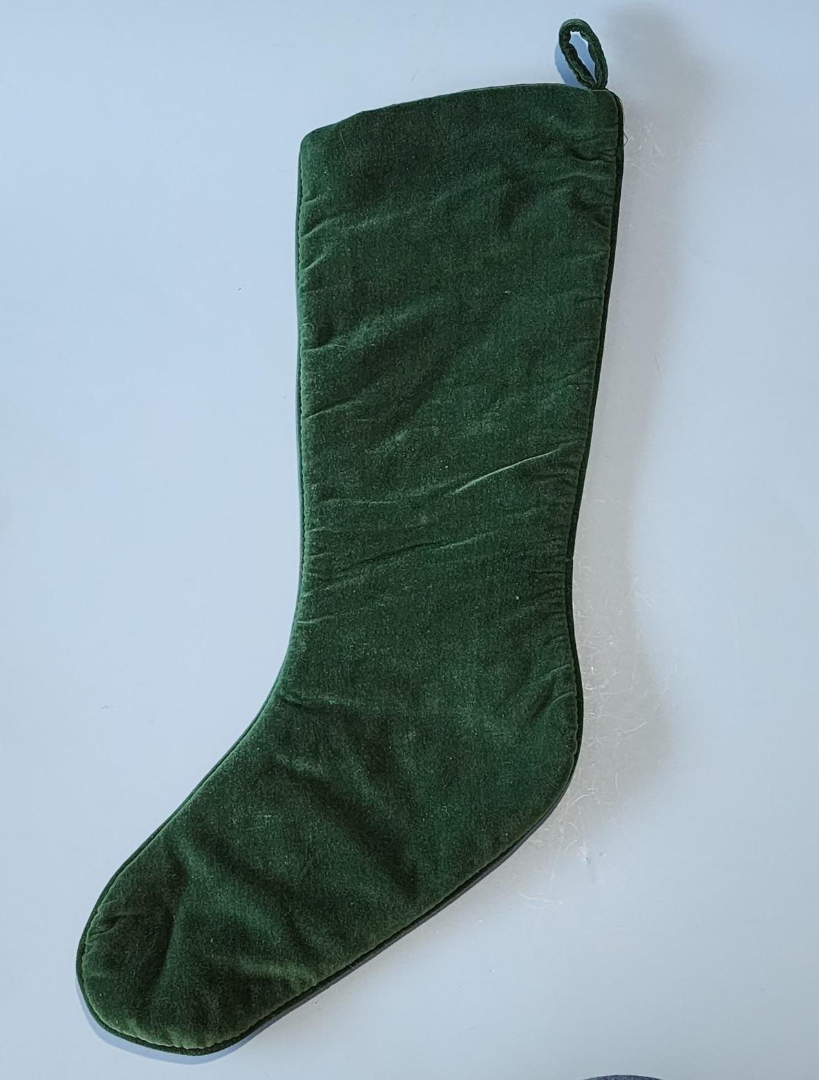 VTG Needlepoint Christmas Stocking Santa w/Plaid Trim, Dog, Toys, Castle gallery