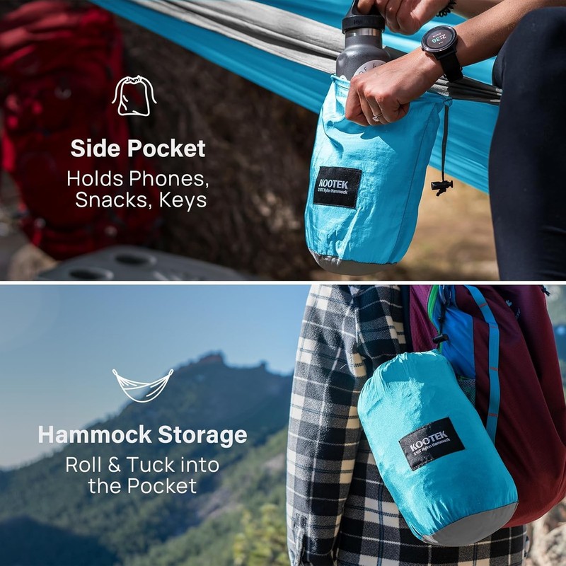 Camping Hammock, Portable Hammocks with Tree Straps & Attached Carry Bag, gallery