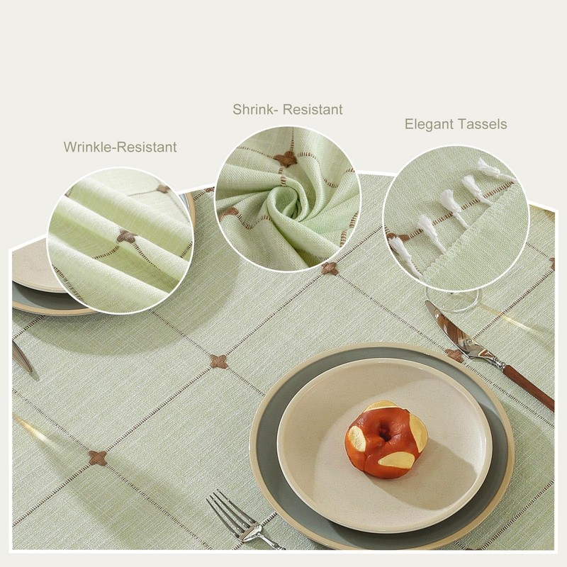 Rectangle Cotton Linen Checkered Tablecloth, Waterproof Wrinkle Free Heavywei... gallery
