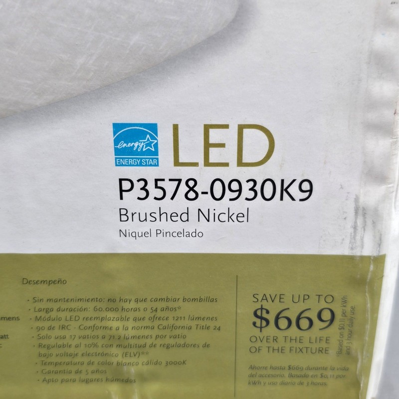 Progress Lighting Appeal LED Flushmount Brushed Nickel Etched Linen Glass 9" gallery