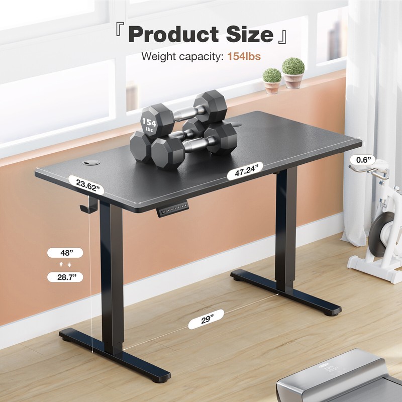 Electric Height Adjustable Standing Computer Desk with Splicing Board, Side Hook gallery
