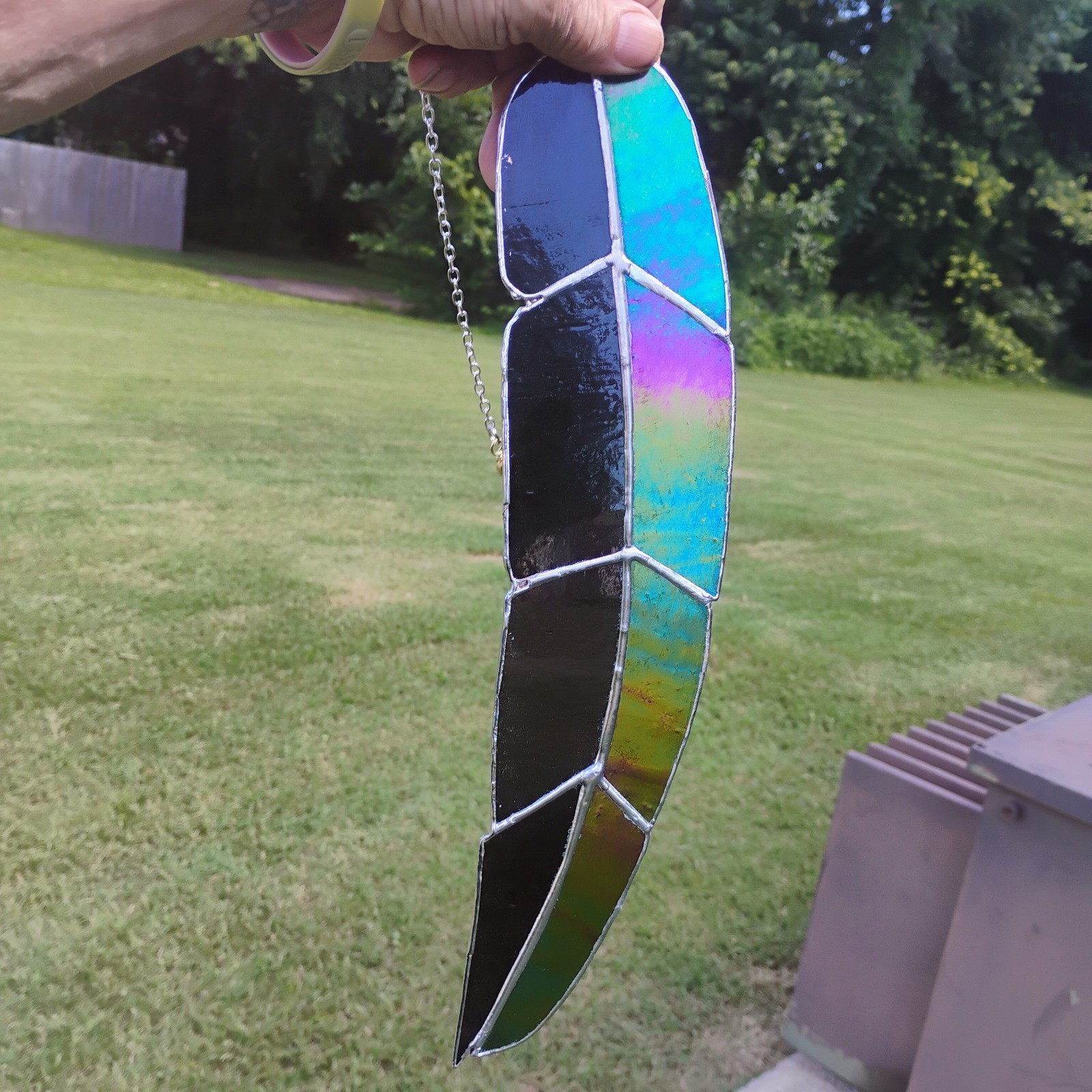 Handmade Iridescent Stained Glass Feather gallery