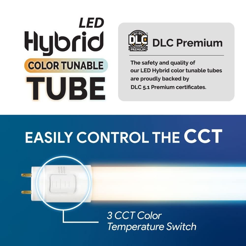 Euri Lighting ET8-18W50SH (20 Pack) 4FT CCT Tunable Hybrid T8 LED Tubes gallery