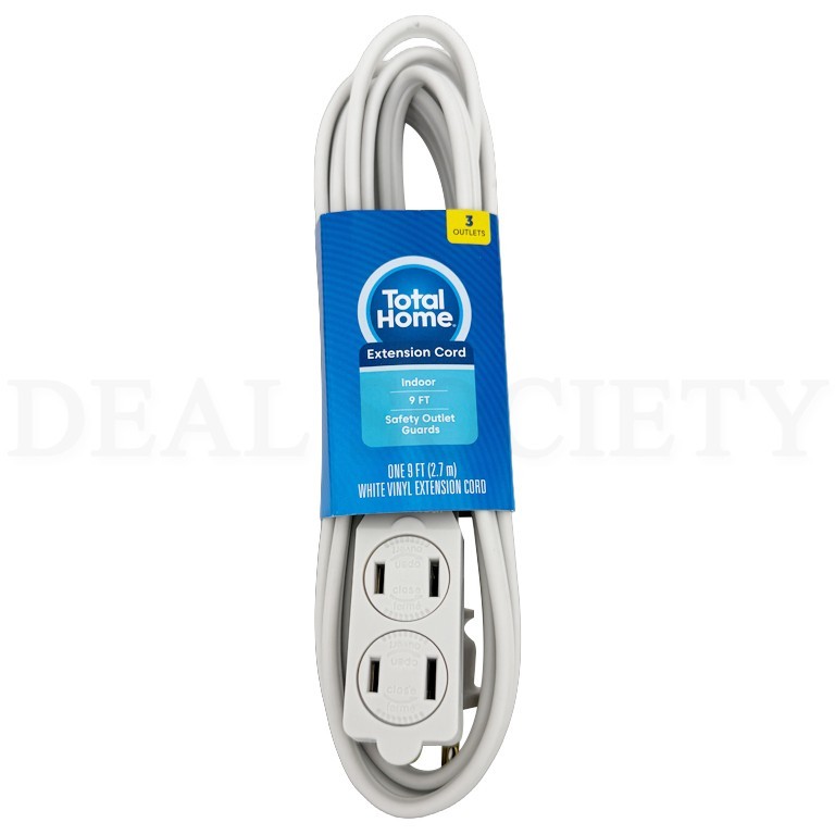 Total Home 3-Outlet Indoor Extension Cord 9 Ft White Lot of 6 gallery