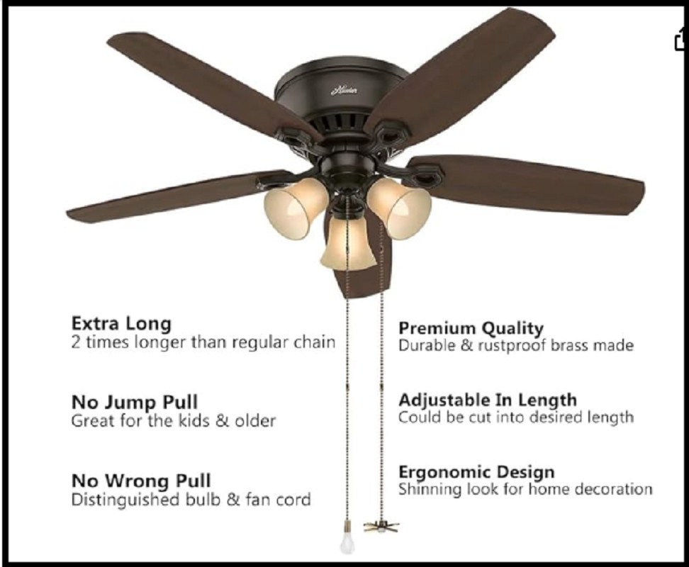 Ceiling Fan Pull Extension Chain with Recognizable Fan and Bulb Cord,... gallery