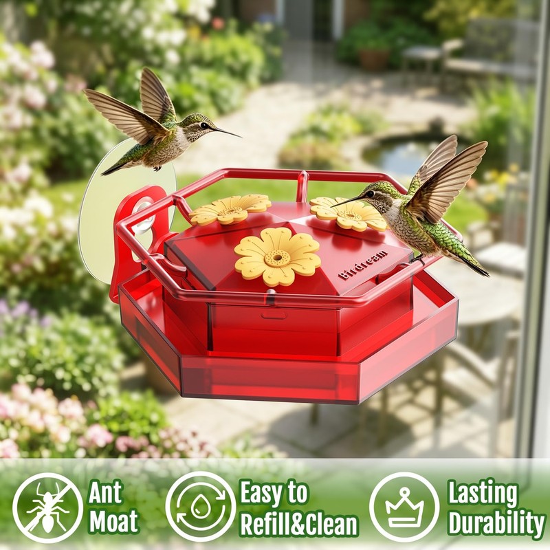 Birdream 2 Pack Window Hummingbird Feeders for Outdoors, Hummingbird Feeder with gallery