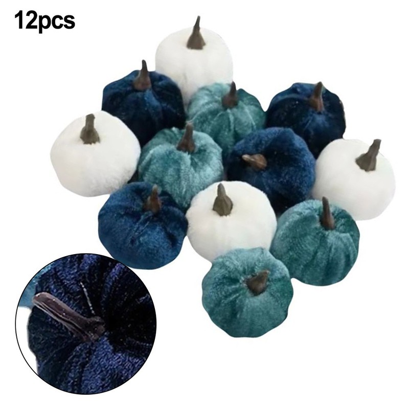 12Pcs Velvet Foam Pumpkins - Rustic Fall Decor for Thanksgiving & Halloween gallery