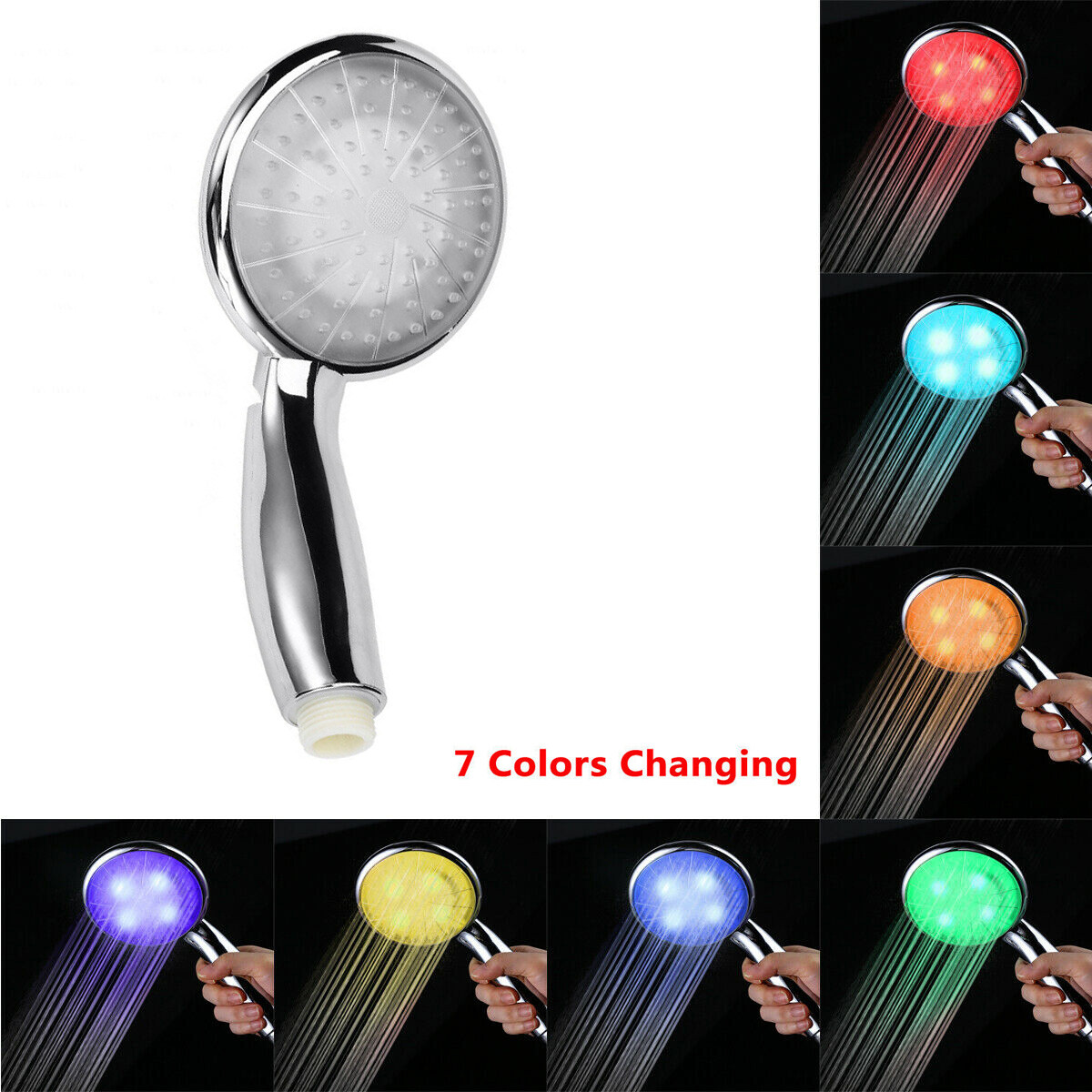 TECHTONGDA 7 Colors Changing LED Light Shower Head Home Bathroom Easy to Install gallery