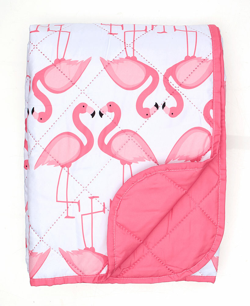 Pink and White Flamingo Quilted Throw Blanket Quilt 50 x 70 inches gallery