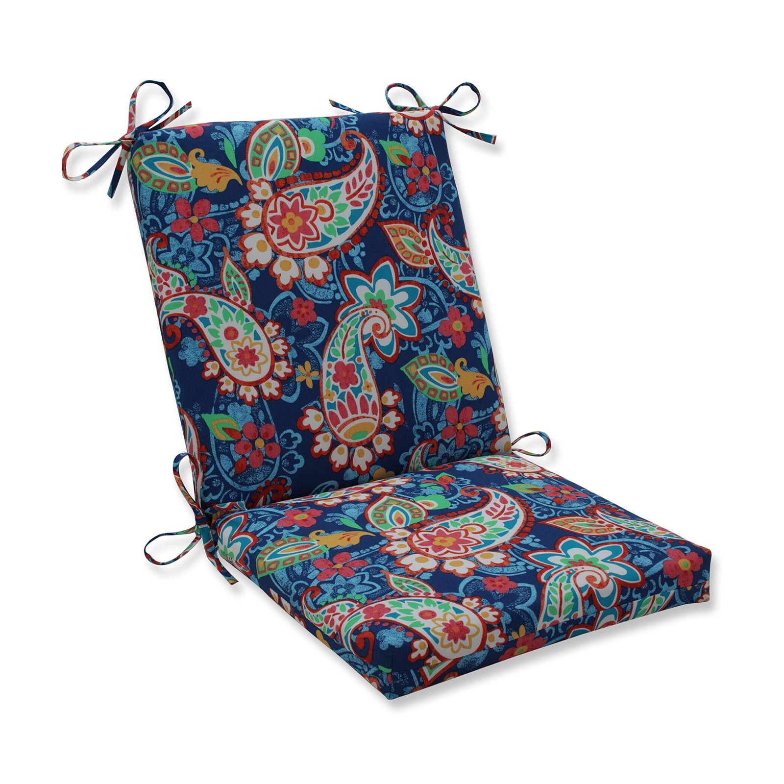 Paisley Indoor/Outdoor Solid Back 1 Piece Square Corner Chair Cushion with Ti... gallery
