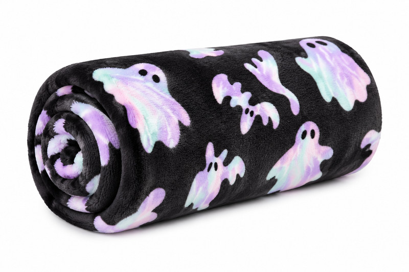 The Big One Ghost Haunting Plush Throw Blanket 60x72 Halloween Ghosts Bats Cats gallery
