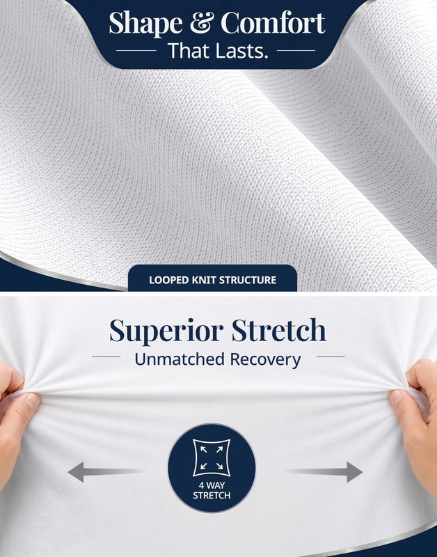 White Fitted Full - Stretchable Jersey Knit Fabric - Snug Fit Upto 15" Deep P... gallery