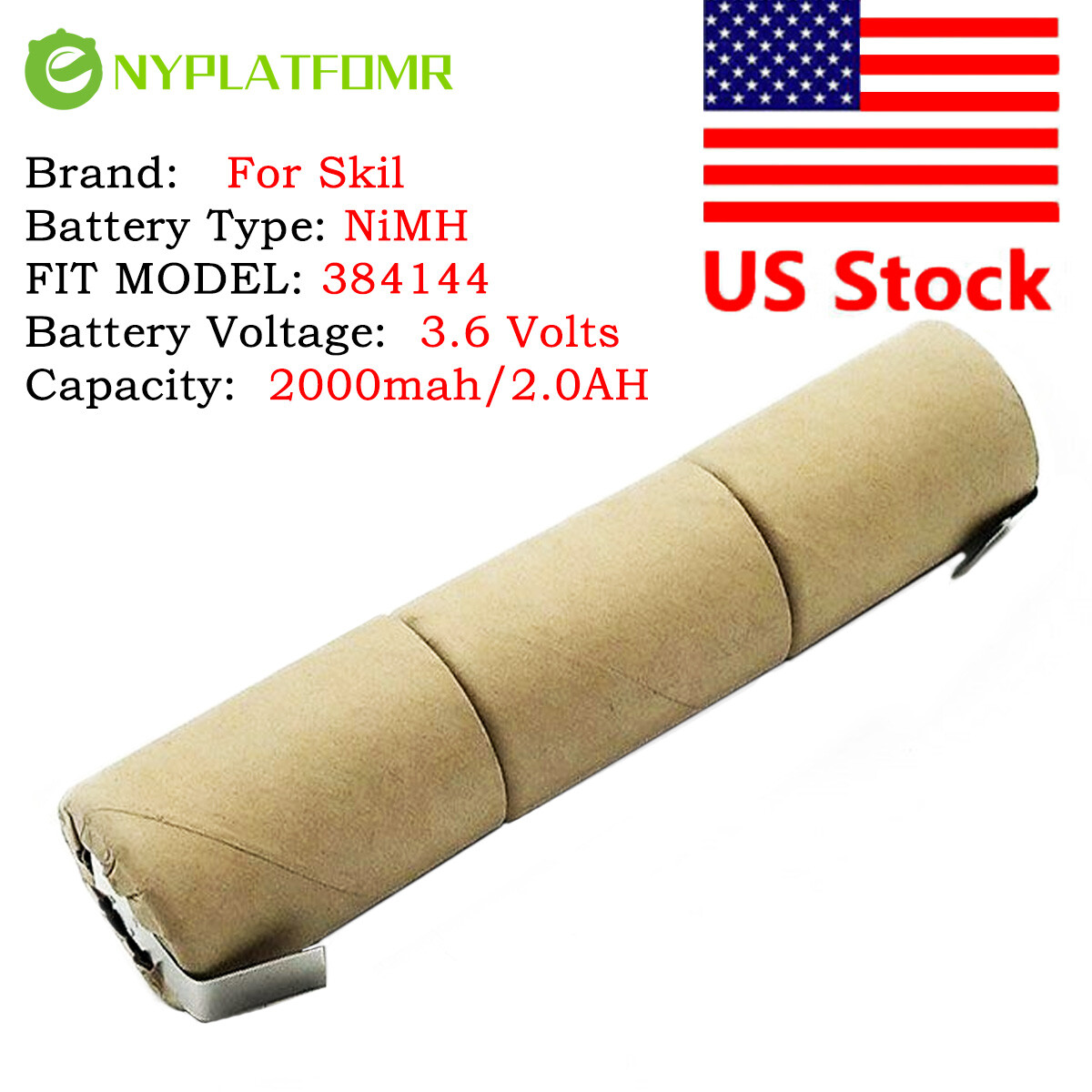 SOLDERING REQUIRED 4/5SC 2000mAh for Skil 3.6V Ni MH Battery Pack CD 384144 gallery