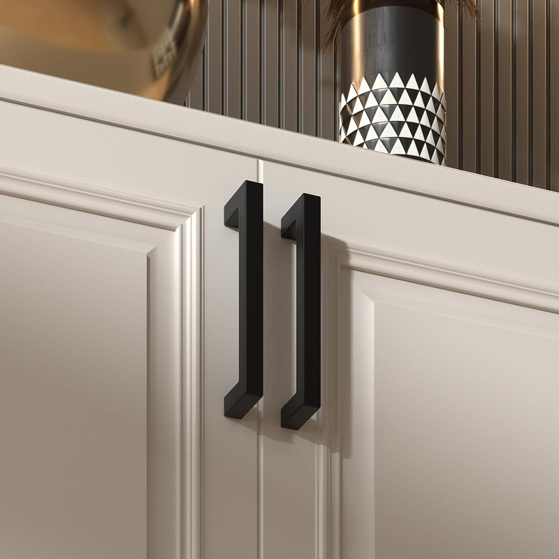5 Pack Black Square Bar Cabinet Pull Drawer Handle Stainless Steel Modern Hardwa gallery
