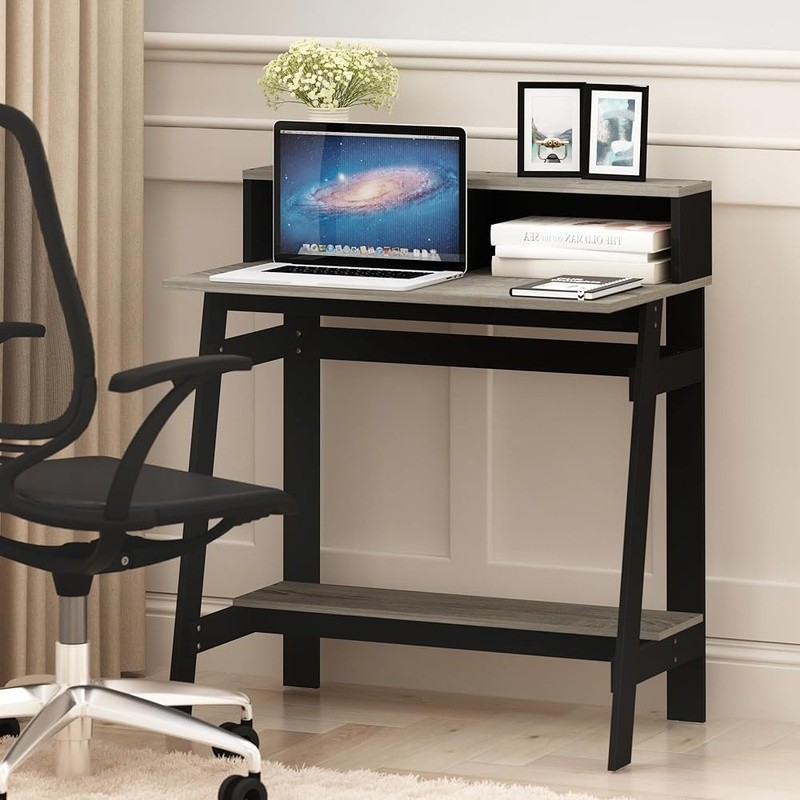 Compact A-frame Computer Desk W/ Hutch Durable Engineered Wood Functional Design gallery