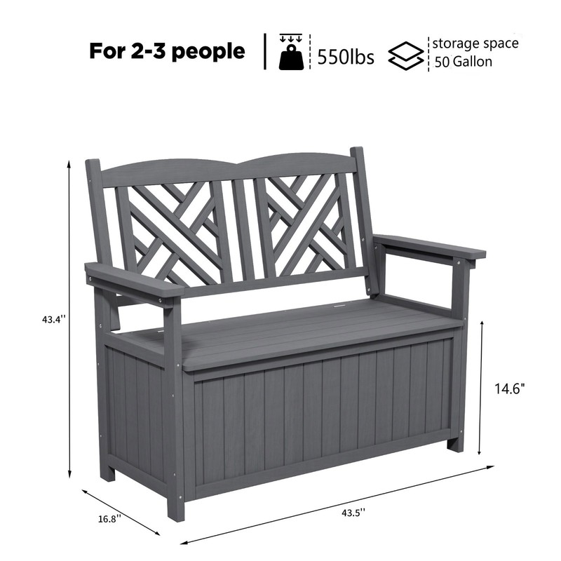 Outdoor Storage Deck Boxes with Backrest Armrest ,Waterproof Patio Storage Box gallery