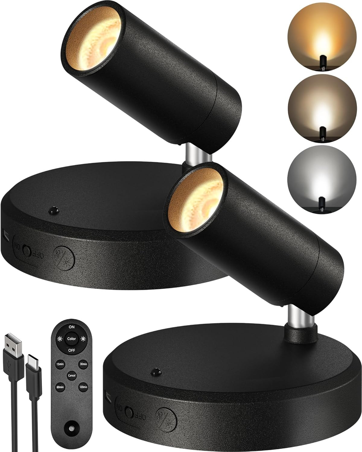Spotlights Indoor with Remote, 5500Mah Rechargeable Picture Lights, Wireless LED gallery