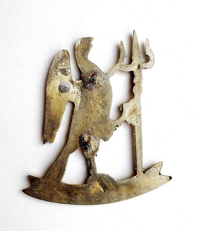Brass Marwar Logo Monogram Eagel Holding Trishul Symbol Wall Hanging Decor gallery