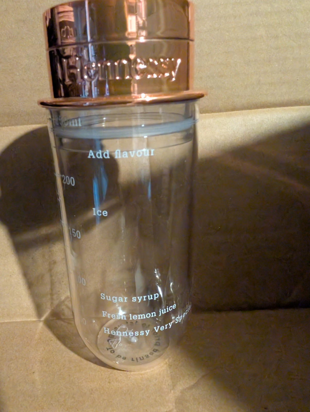 Hennessy Cocktail Shaker 250ml Capacity Clear Plastic With Copper Top gallery