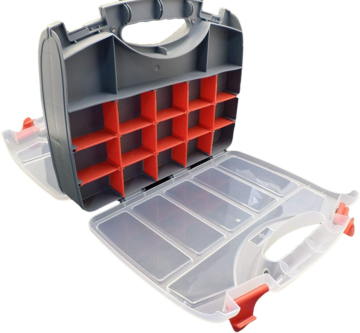 2 Sided Storage Organizer Carrying Case Adjustable Compartments Crafts 13.5in gallery
