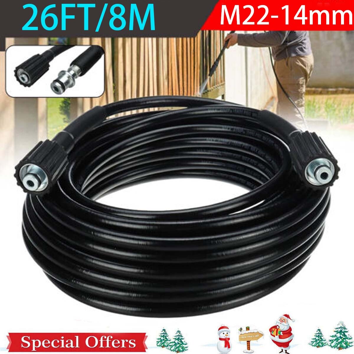 50ft 5800PSI High Pressure Washer Hose M22-14mm Power Washer Extension Hose gallery