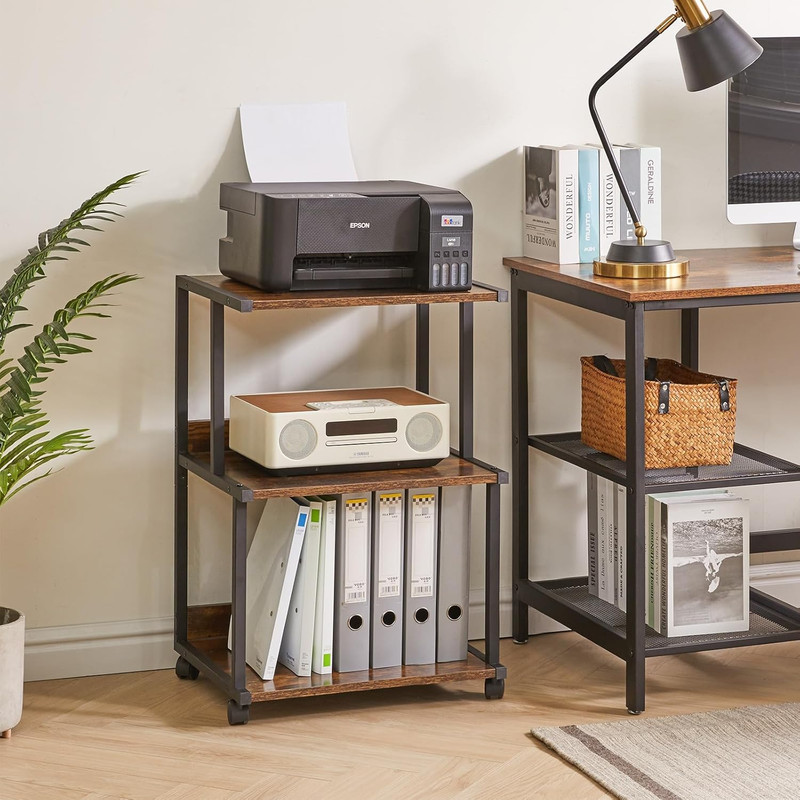 Printer Stand with Storage Shelf,3 Tier Printer Table with Wheels,Printer Cart f gallery