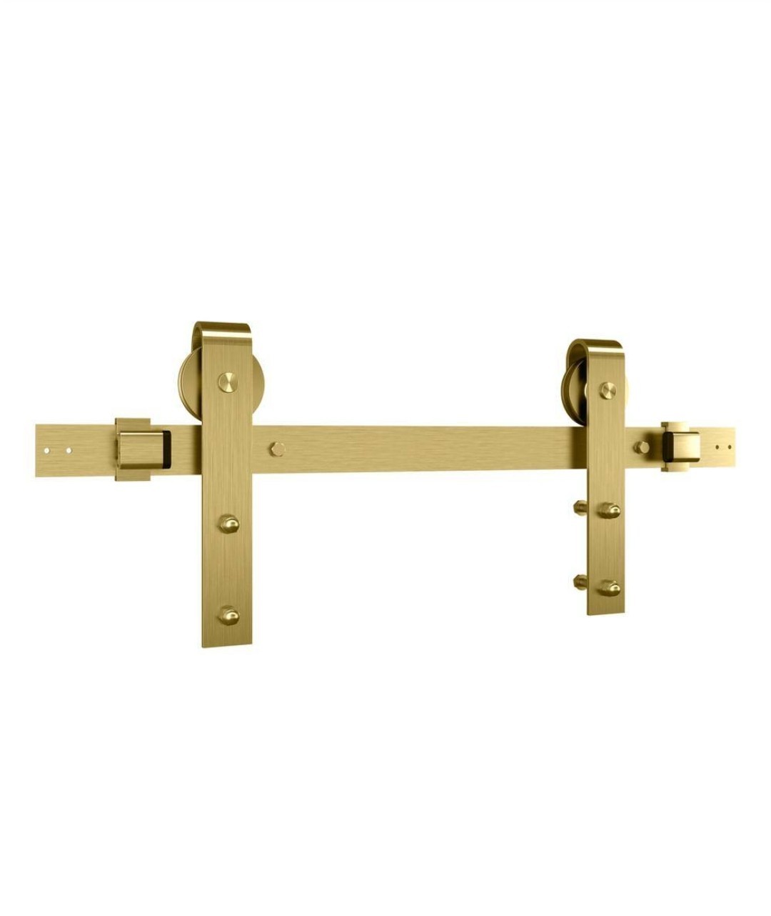 72 in. Designer Interior Decorative Barn Door Sliding Hardware Kit in Brushed Go gallery