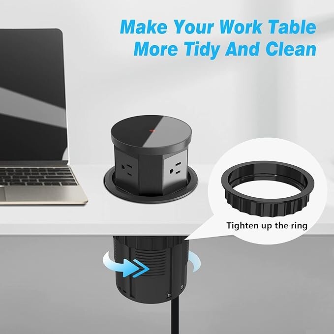 Automatic Pop Up Outlet, 4.33 inch with 15W Wireless Charger 3 AC Plug USB gallery