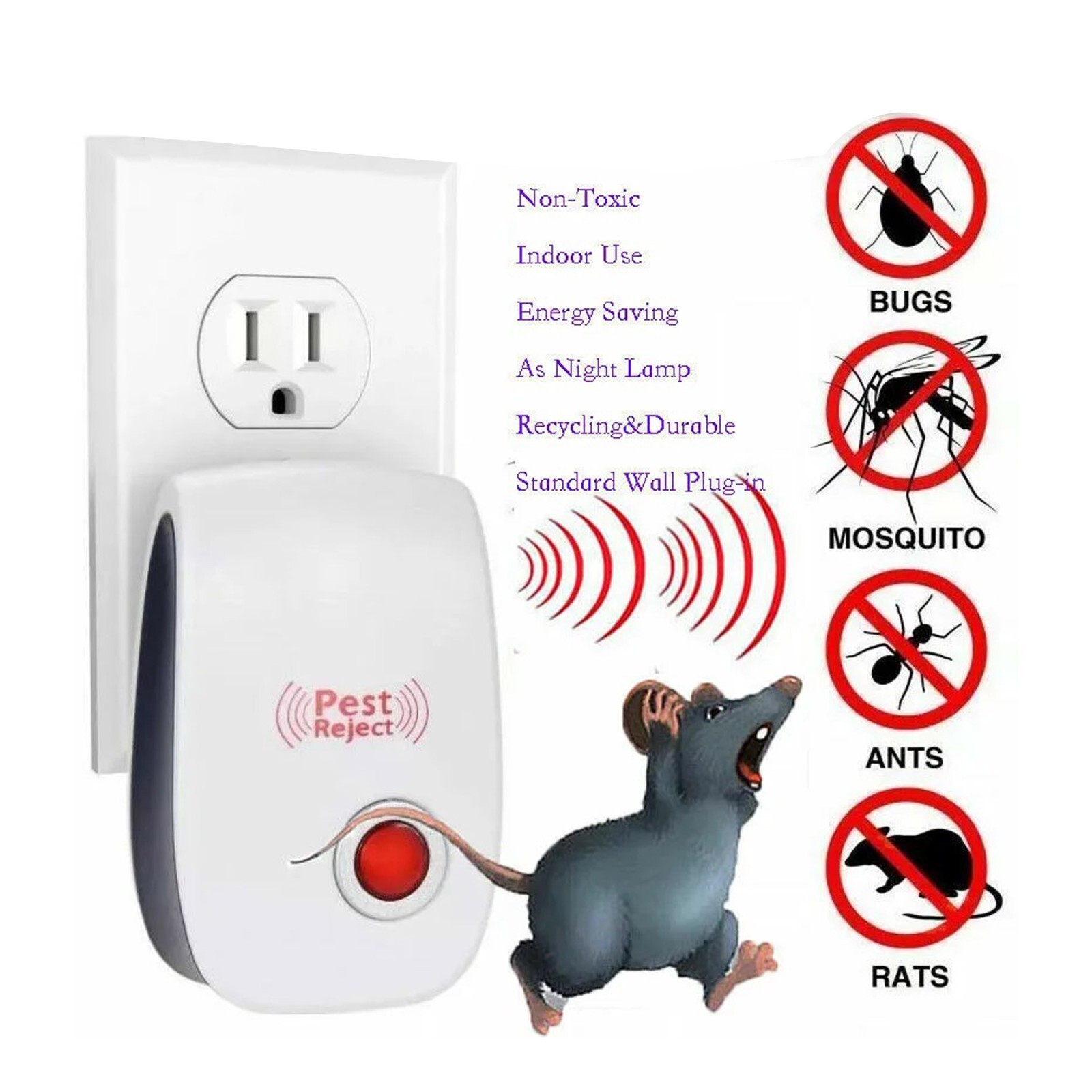 Ultrasonic Pest Insect Rodent Repeller Electronic Plug-In Mice Rat Cockroach Bug gallery