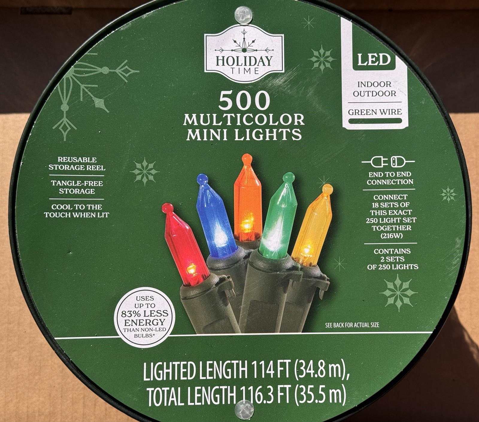 Holiday Time 500 MULTICOLOR Mini LED Christmas Lights Green Wire 116.3 FT Decor gallery
