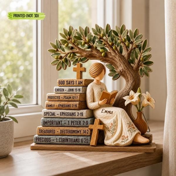 Personalized Christian Inspirational God Says I Am Wooden Block, Faith Home Deco gallery