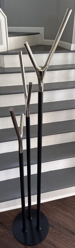 Frost Denmark Wishbone Coat Rack Hall Stand - Matte Black / Polished Chrome NIB gallery