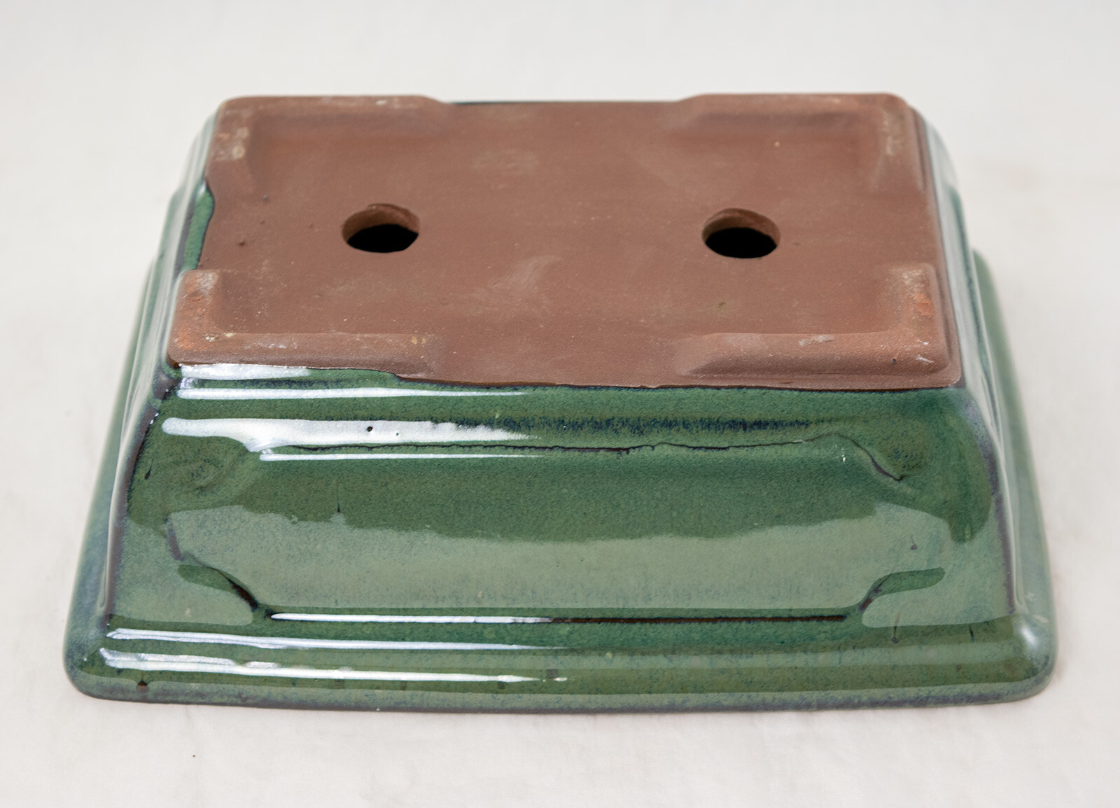 Rectangular Glazed Bonsai & Succulent Pot + Mesh 8"x 5.75"x 2.5" - Green Glazed gallery