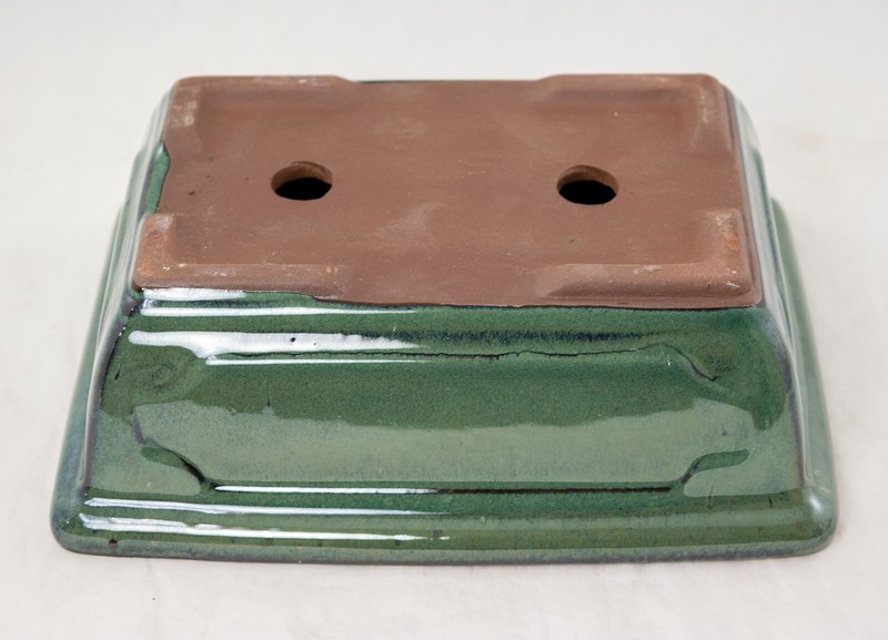 Rectangular Glazed Bonsai & Succulent Pot + Mesh 8"x 5.75"x 2.5" - Green Glazed gallery