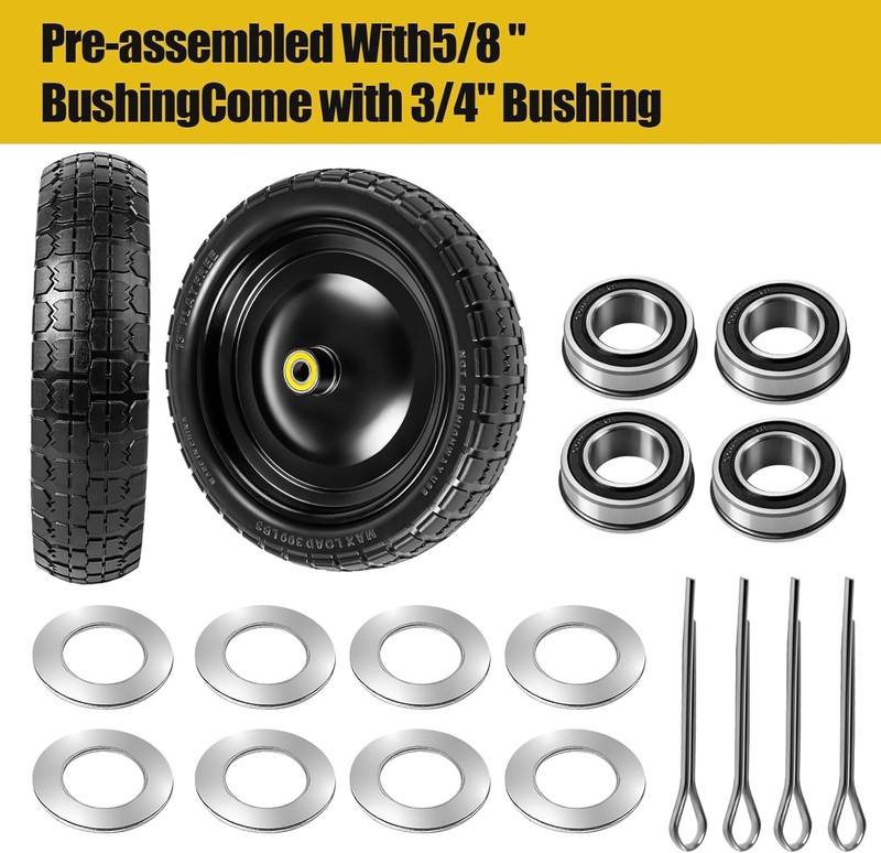 Flat Free Wheels Replacement 2-Pack Solid Tire and Wheel for GOR Cart Tires a... gallery