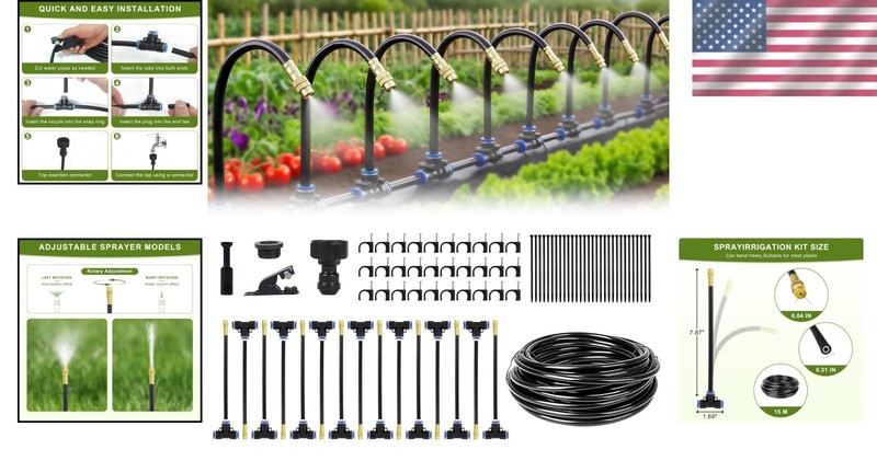 Eco-Friendly 50FT Drip Irrigation Kit - 15 Brass Nozzles with Leak-Proof Design gallery