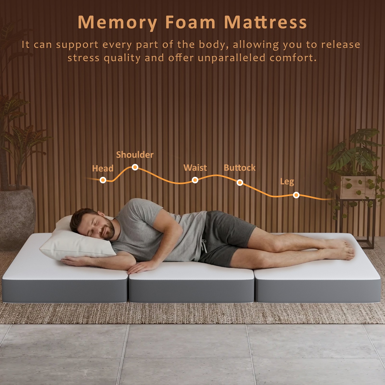 Sleep Sunset, 3” Trifold Memory Foam Mattress, 25-inch, Non-Standard Size. gallery