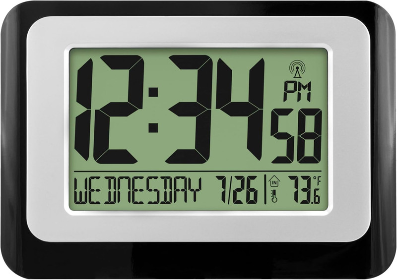La Crosse Technology W88631 Digital Atomic Black Wall Clock with Temperature gallery