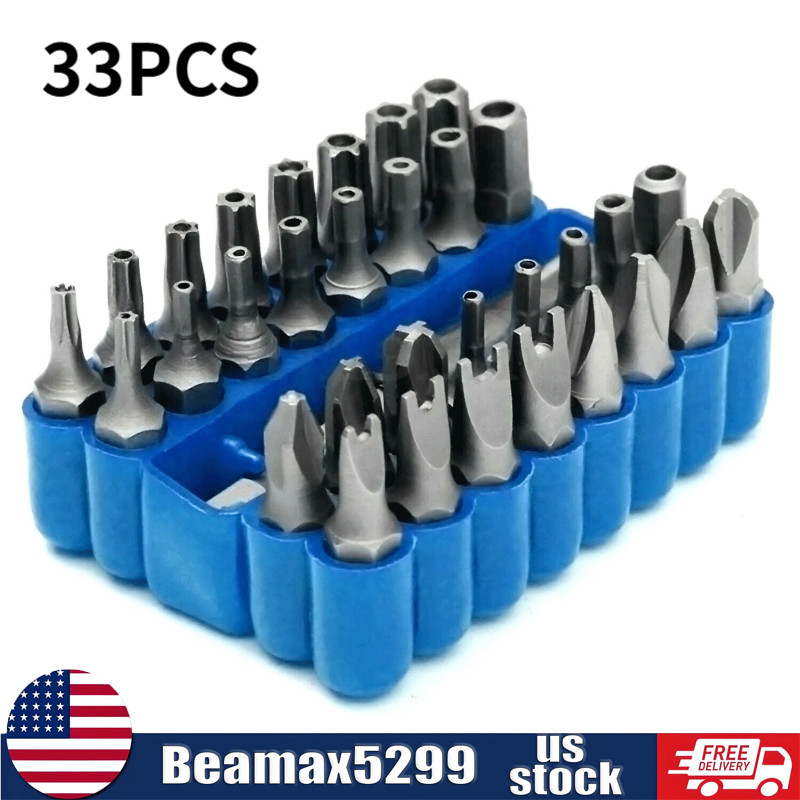 33PCS Hex Head Drill Torx Bit Set Tamper Security 1/4" Extension Screwdriver Kit gallery