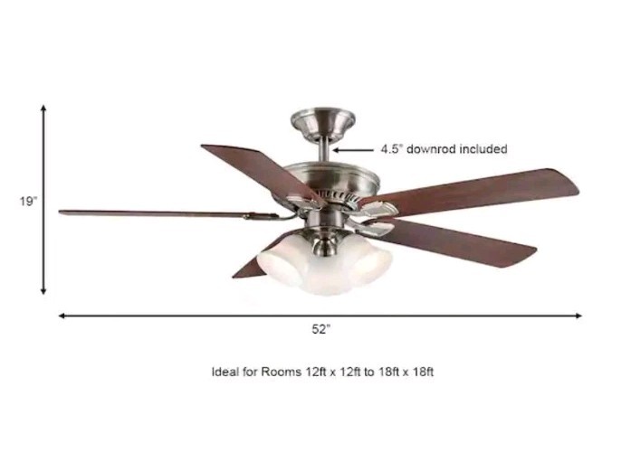 Hampton Bay Campbell 52 In. LED Indoor Ceiling Fan With Light Kit - Brushed... gallery