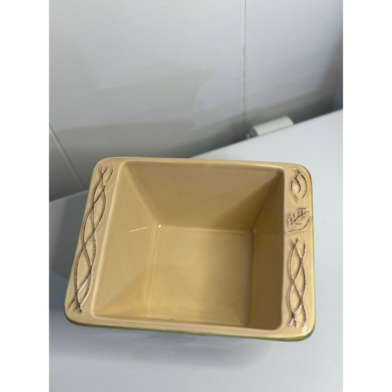 Tastefully Simple Host Collection Serving Bowl Green Leaf Embossed Ceramic gallery