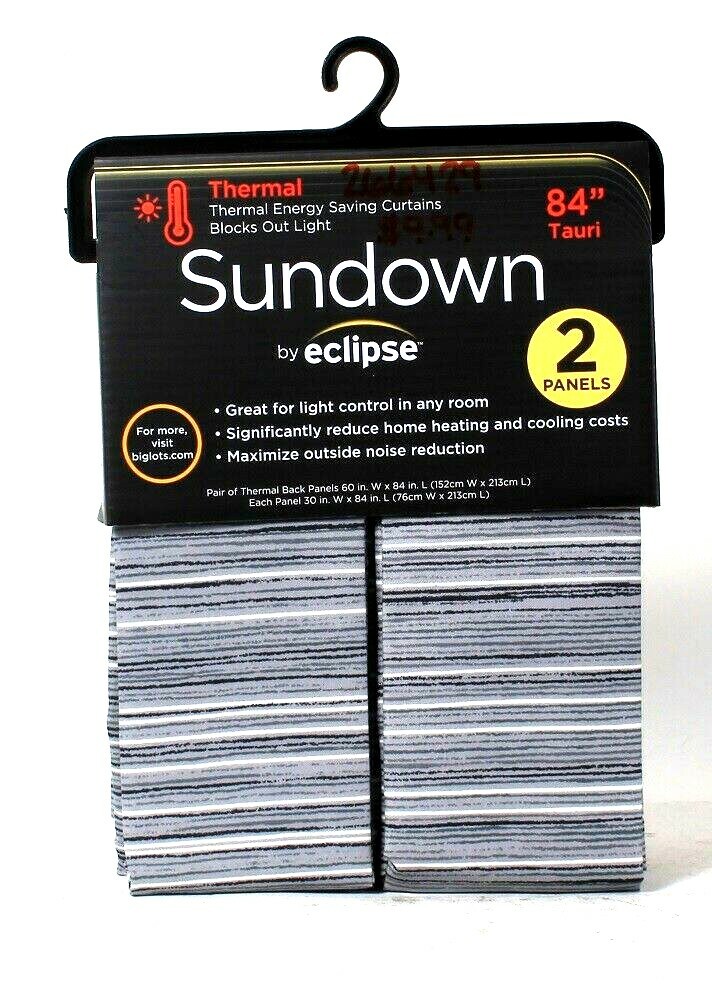 Sundown By Eclipse Thermal Tauri 60" W X 84" L Pewter Polyester 2 Count Panel