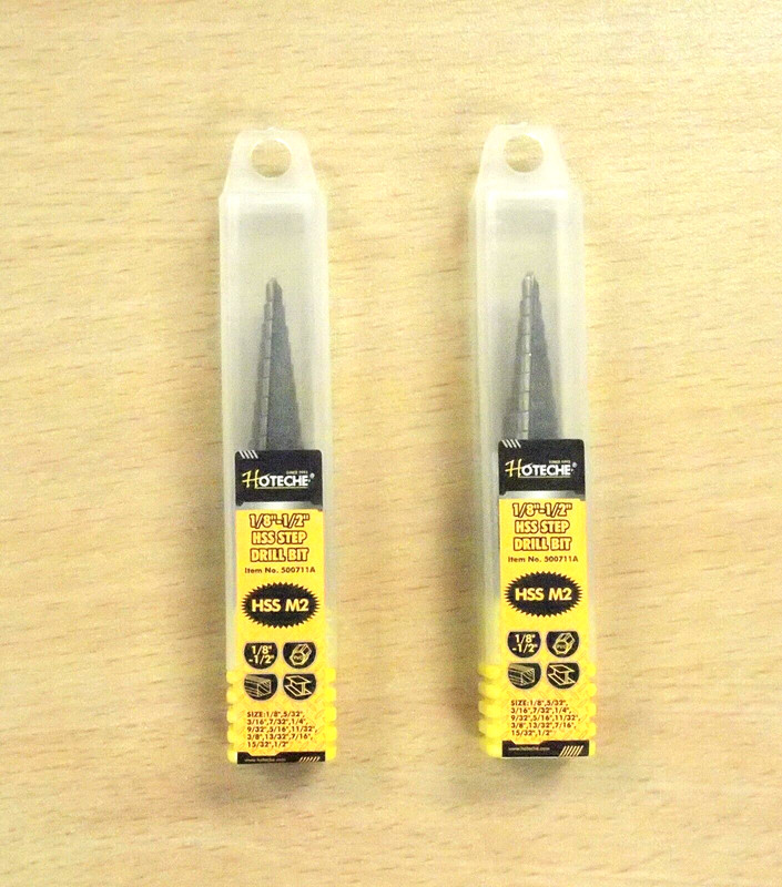 2PC HSS Titanium Step Drill Bit SAE 1/8" to 1/2" 13 Steps Hex Shank 1/4" 500711A gallery