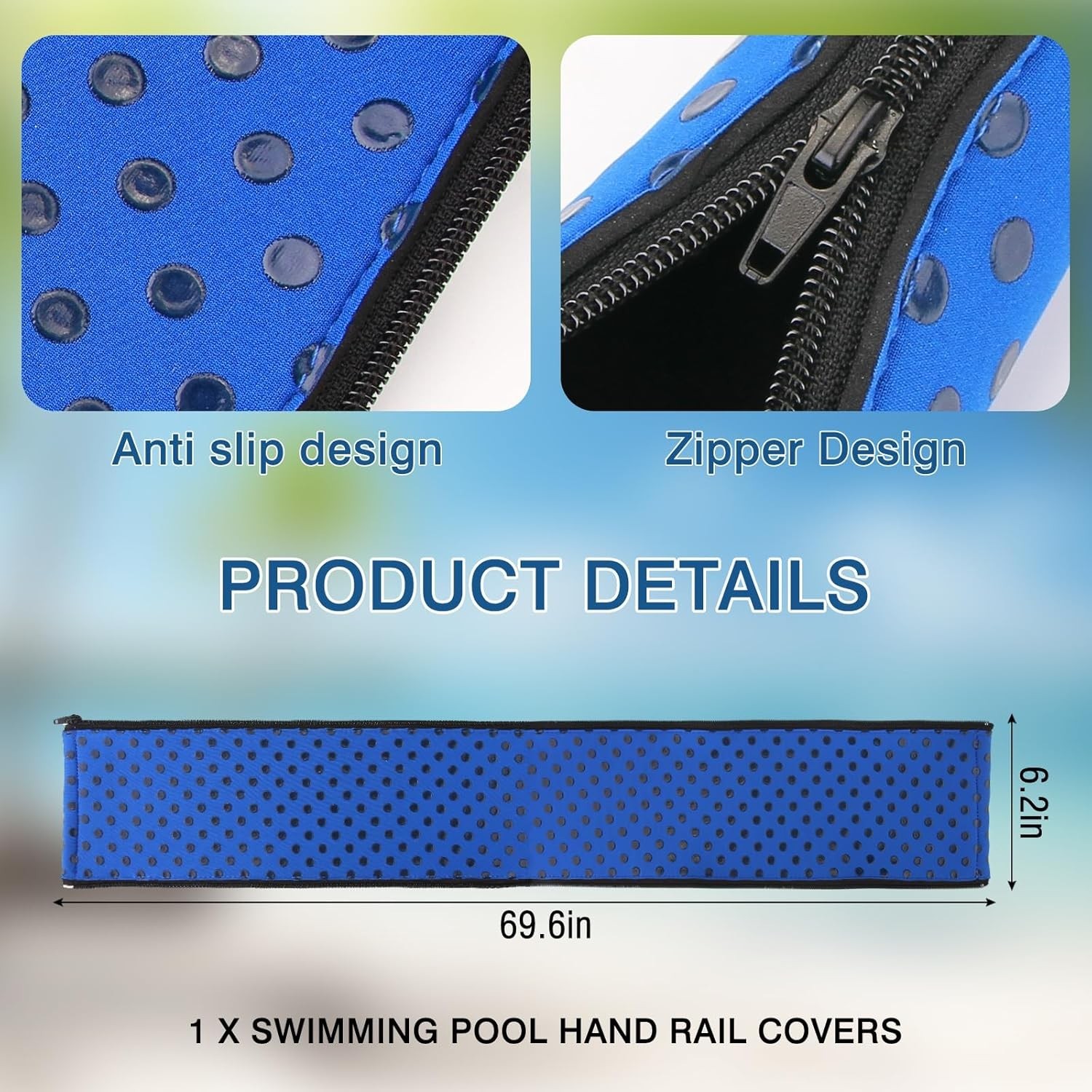 Pool Railing Covers-6 Feet Zippered Swimming Pool Handrail Covers-Neoprene Hand gallery