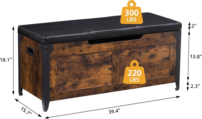 Multi-Functional Storage Chest w/ Cushion Seat – 300lb Capacity Shoe Bench Trunk gallery