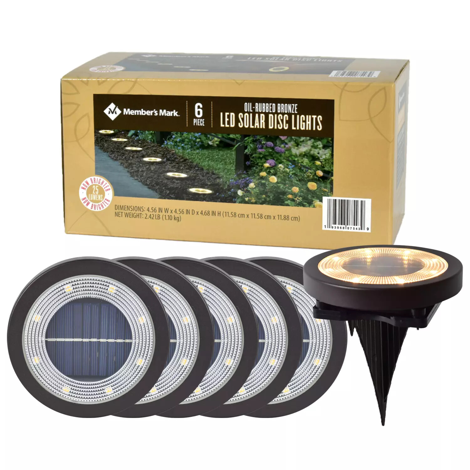 6-Piece Oil-Rubbed Bronze LED Solar Garden/Pathway Disc Lights NEW gallery