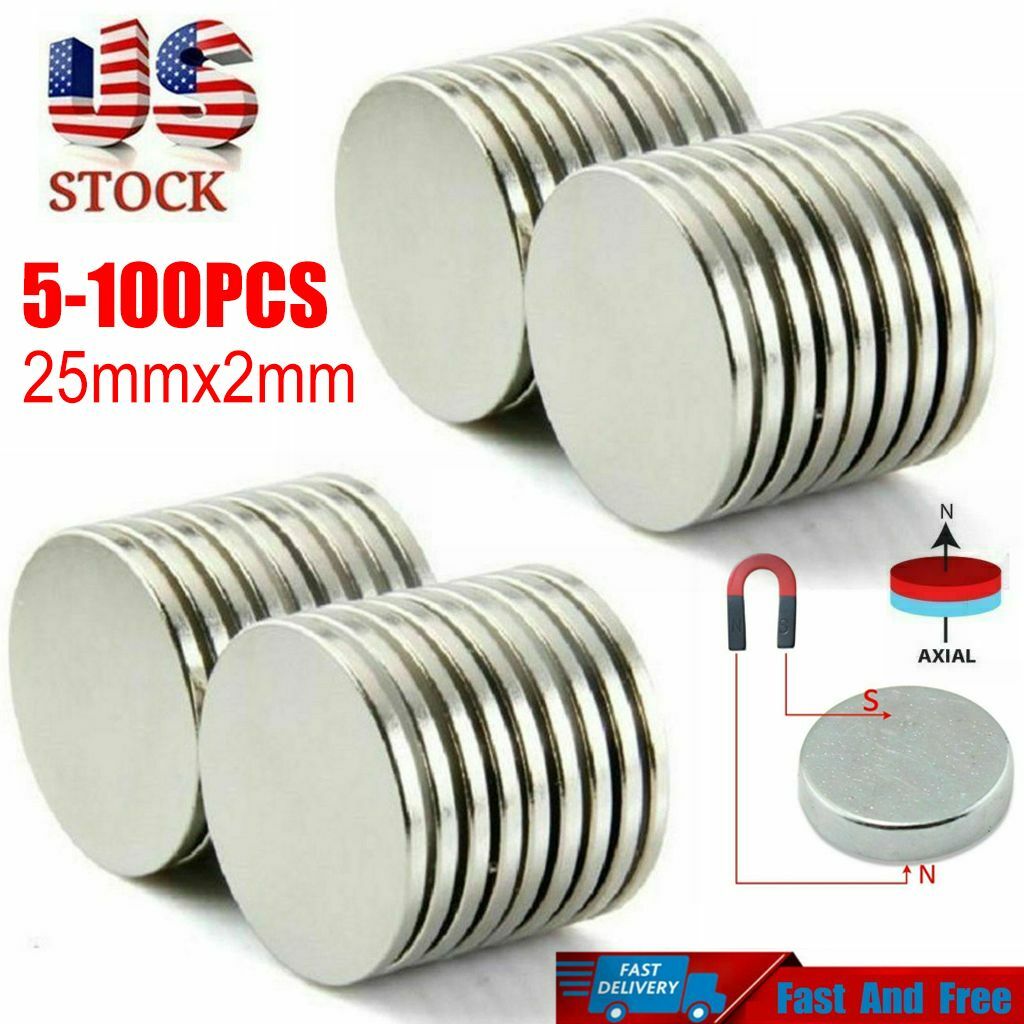 Lot Super Strong Round Disc N35 Magnets Rare Earth Neodymium 25mm x 2mm gallery
