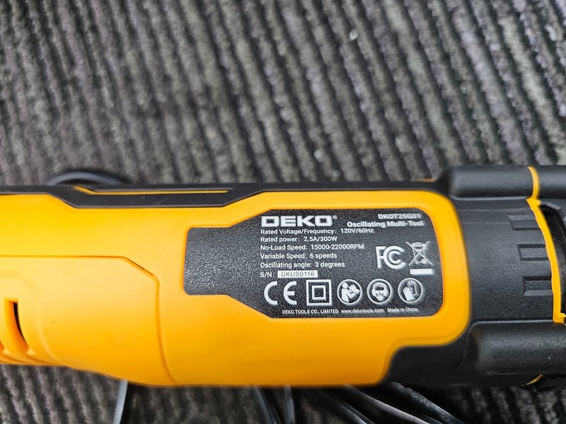 DEKO DKOT25G01 Oscillating Multi Tool Black Yellow 120V 60Hz 2.5A 300W 6 Speed gallery