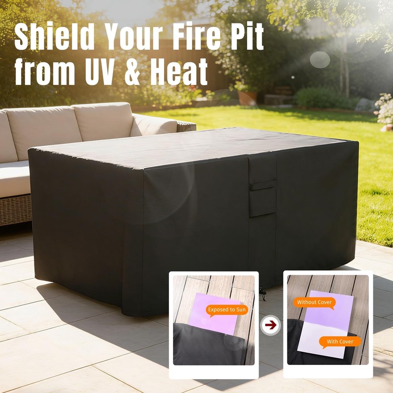 48-52" Rectangular Fire Pit Cover 600D Waterproof Windproof Outdoor Patio Cover gallery