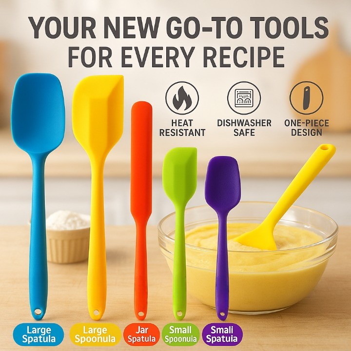 Silicone Spatula Set 5PCS Heat Resistant Baking Cooking Utensils Dishwasher Safe gallery